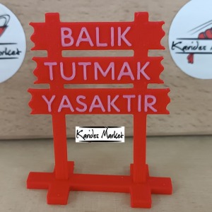1 Adet Akvaryum Dekoru  Balık Tutmak Yasaktır  Yazılı Model - 3D DIY